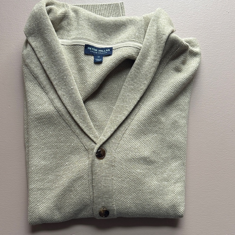 Peter Millar Men's Beige Cardigan Sweater